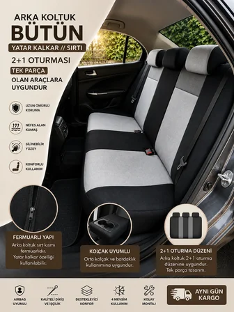 Citroën C4 X 2023-2024 Uyumlu Premium Tay Tüyü Oto Koltuk Kılıfı Airbag Uyumlu 2+1 Fermuarlı Kolçak Uyumlu