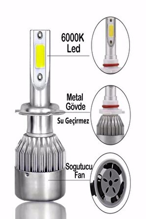 Xenon Led H3 Beyaz Güçlü Işık Gücü Şimşek Etkili