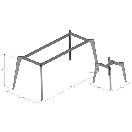 Api Design Kale Metal Ofis Çalışma Masa Ayağı (Ahşap-Cam-Mermer İçin Uygun)