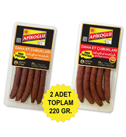 Atıştırmalık Dana Et Çubukları (110 Gr.) İkili Paket (Acılı-Sade) (Toplam 220 Gr.)