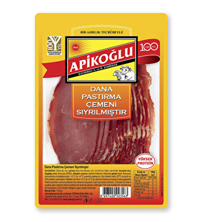 Çemeni Sıyrılmış Dilimli Dana Kontrfile Pastırma 90 Gr. Üçlü Paket (Toplam 270 Gr.)