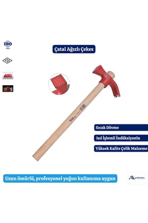 Çekes Çok Amaçlı Çekiç 450 Gr Çatal Ağızlı Çivi Sökücü Manivela Dövme Çelik