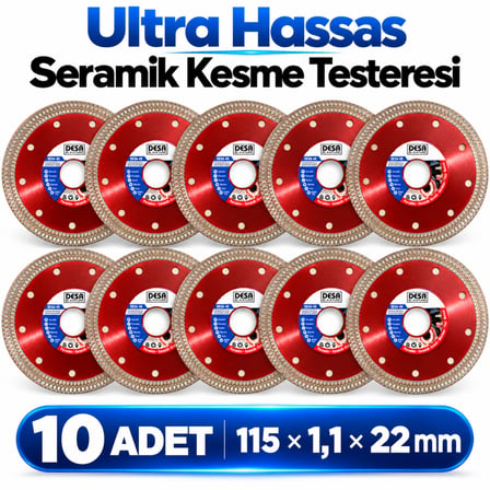 10 Adet Ultra Hassas Seramik Kesme Taşlama 115 mm Granit Fayans Mermer Cam Elmas Kesme Testeresi