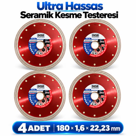 4 Adet Ultra Hassas Seramik Kesme Taşlama 180 mm Granit Fayans Mermer Cam Elmas Kesme Testeresi