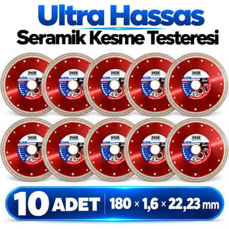 10 Adet Ultra Hassas Seramik Kesme Taşlama 180 mm Granit Fayans Mermer Cam Elmas Kesme Testeresi