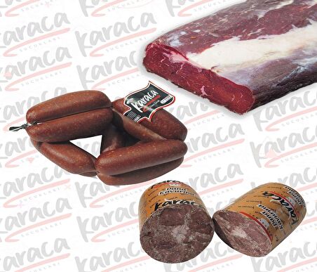 Karaca Yöresel Gurme Sucuk 250 Gr Sıfır Çemensiz Pastırma 250 Gr Blok Dana Kavurma 250 Gr