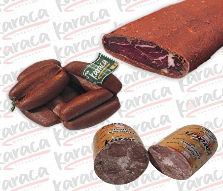 Karaca Yöresel Evlik Sucuk 500 Gr Bonfile Kuşgömü Pastırma 500 Gr Blok Dana Kavurma 500 Gr