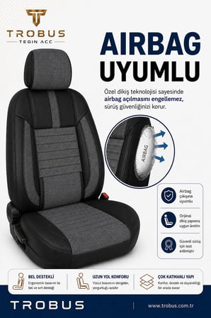 Peugeot 407 2004-2011 Uyumlu Apex Linen Bel Destekli Keten Füme Siyah Koltuk Kılıfı