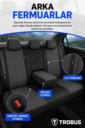 VW Jetta 2010+ Uyumlu Apex Linen Bel Destekli Keten Füme Siyah Koltuk Kılıfı
