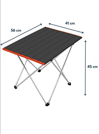 GRİMALDİ Katlanabilir Alüminyum Kamp Ve Piknik Masası, Siyah, 56 X 41 X 45 Cm