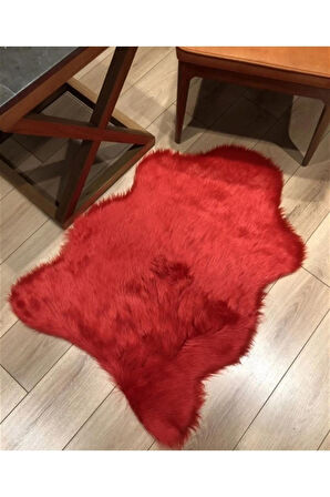 Kuzu Post Kırmızı Üst Kalite Tüy Dökmez Yıkanabilir Yumuşak Dokulu Peluş Halı