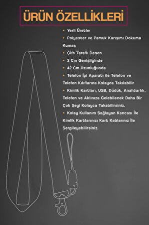 Şeftali Çiçeği Boyun İpi Boyun Askı İpi Boyun Askısı ve Kartlık - ASS0204-1