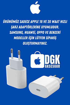 Apple 18-20 Watt Hızlı Şarj Koruyucu Başlığı ve Kablo Koruyucu Set Pembe Pati Figürlü