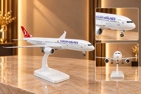 Özel Seri Metal Turkısh Aırlınes Yolcu Uçağı Maketi Standlı Dekoratif Çalışma Masası Hediyelik Sergi