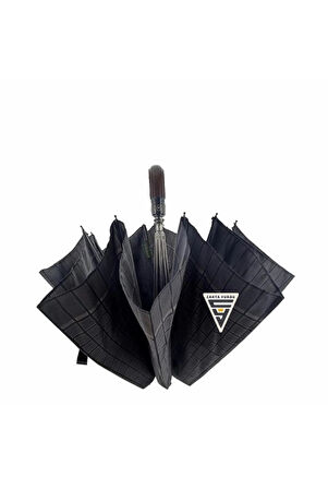 April A-228G Elite Deri Baston Sap Otomatik Şemsiye Kahve