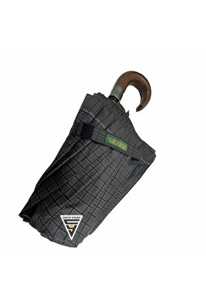 April A-228G Elite Deri Baston Sap Otomatik Şemsiye Kahve