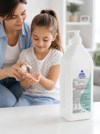 aquaseptica 1000 ML Pompa El Dezenfektanı El ve Cilt Antiseptiği Seyahat Boy %70 Ethanol Koku Giderici Hijyenik Çözelti