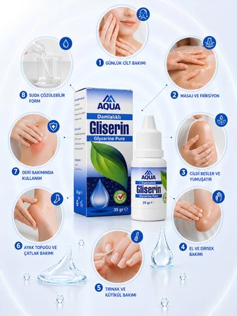 AQUAMED 2 x 35 ML Gliserin Nemlendirici Ağrı Dindirici Kırışıklık Cilt Tırnak Çatlak Deri Bakım Yağı Kozmetik Cilt Bakım Kremi Masaj Friksiyon
