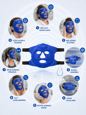 AQUAMED Termojel Maskesi Soğuk Sıcak Yüz Maskesi Göz Altı Morluk Baş Ağrısı Stres Siyah Nokta Azaltıcı Canlandırıcı Detoks Kompres Estetik Sonrası Şişlik Dinlendirici Maske