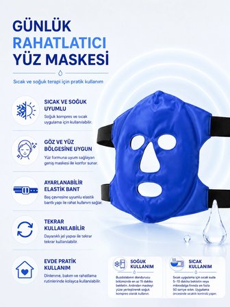 AQUAMED Termojel Maskesi Soğuk Sıcak Yüz Maskesi Göz Altı Morluk Baş Ağrısı Stres Siyah Nokta Azaltıcı Canlandırıcı Detoks Kompres Estetik Sonrası Şişlik Dinlendirici Maske