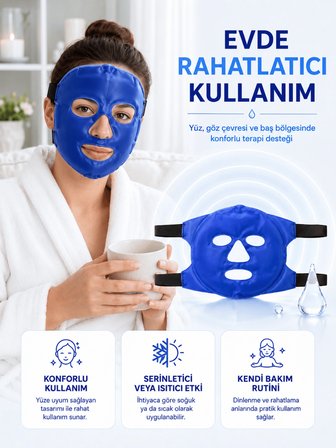 AQUAMED Termojel Maskesi Soğuk Sıcak Yüz Maskesi Göz Altı Morluk Baş Ağrısı Stres Siyah Nokta Azaltıcı Canlandırıcı Detoks Kompres Estetik Sonrası Şişlik Dinlendirici Maske