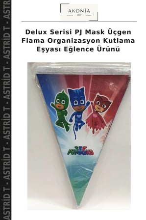 Delux Serisi PJ Mask Üçgen Flama Organizasyon Kutlama Eşyası Eğlence Ürünü