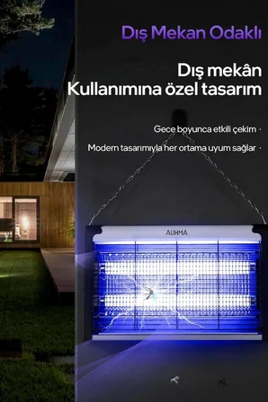 Elektrikli Sineklik Sivrisinek Yakalama Cihazı Sinek Tuzağı 4+4W AUHMA AQM01 Çift Ampullü
