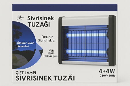 Çift Lambalı UV Sinek Öldürücü Cihaz | Sivrisinek ve Böcek Tuzak Makinesi