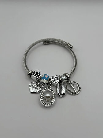 Çelik Silver İncili Pandora Bileklik