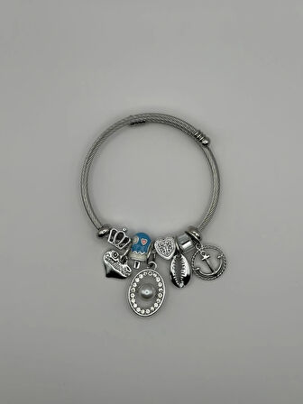 Çelik Silver İncili Pandora Bileklik