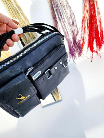 SİYAH-CROSSBODY (ÇAPRAZ) SEYAHAT-İŞ VB. KULLANIMA UYGUN SU GEÇİRMEZ ERKEK ÇANTASI