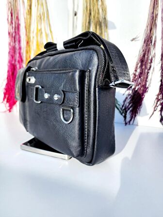 SİYAH-CROSSBODY (ÇAPRAZ) SEYAHAT-İŞ VB. KULLANIMA UYGUN SU GEÇİRMEZ ERKEK ÇANTASI