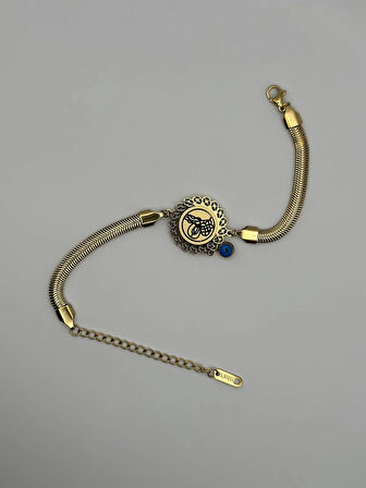 Çelik İtalyan Ezmeli Tuğralı Bileklik