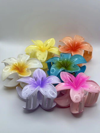 Renkli Büyük Boy Lotus Çiçeği Toka (8 cm)- 6’lı