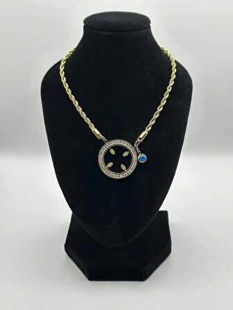 Çelik Çeyrek Altın Takılabilen Kolye