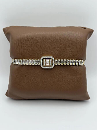 Çelik İtalyan Ezmeli Baget Taşlı Su Yolu Bileklik