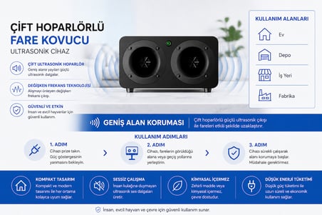 Fare Kovucu Peller Pro Black Industrial Pest Repeller Ultrasonik Fare Haşere Akrep Yarasa Kovucu