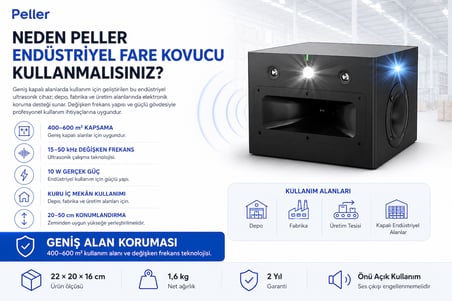 Peller Pro Elite Industrial Pest Repeller Fare, Haşere, Akrep, Yarasa Kovucu