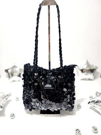 ( POLYESTER ) PAYET İŞLEMELİ GÜNDÜZ-GECE KULLANIMA UYGUN KADIN OMUZ ÇANTASI