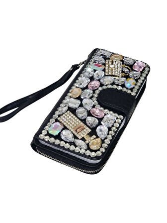 Kristal Taş & Figür Model Telefon Koyma Mekanizmalı Kart Vs. Kullanıma Uygun El Çantası