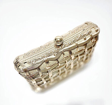 BRİDE-AFTER PARTİ GOLD METAL KASA KADIN ABİYE EL-OMUZ ÇANTASI