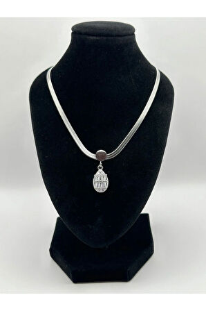 Çelik İtalyan Ezmeli Zirkon Taşlı Damla Kolye