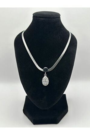 Çelik İtalyan Ezmeli Zirkon Taşlı Damla Kolye