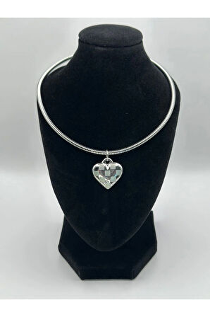 Çelik Gold Ve Silver Kalpli Kolye