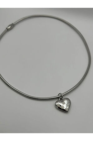 Çelik Gold Ve Silver Kalpli Kolye