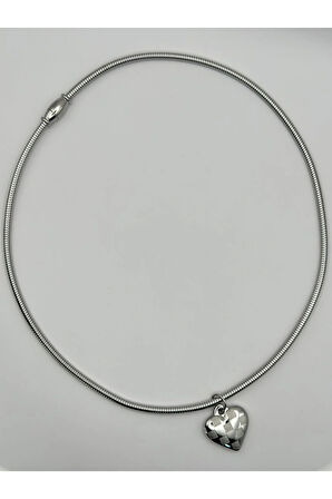 Çelik Gold Ve Silver Kalpli Kolye