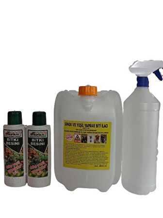 Çiçek ve Bitki İlacı 5000 ml (Sinek ve Yeşil Yaprak Bitleri İçin) 2 Adet Bitki Besini Hediyeli