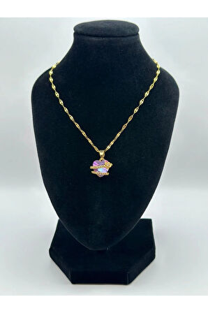 Çelik Zirkon Taşlı Kalpli Kolye