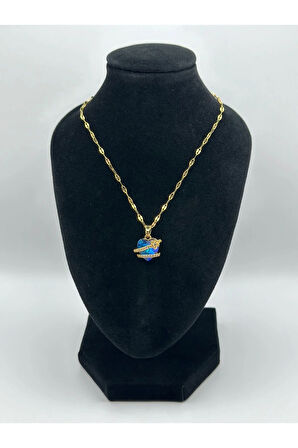 Çelik Zirkon Taşlı Kalpli Kolye