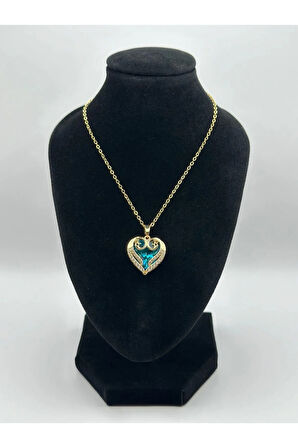 Çelik Zirkon Taşlı Kalpli Kolye